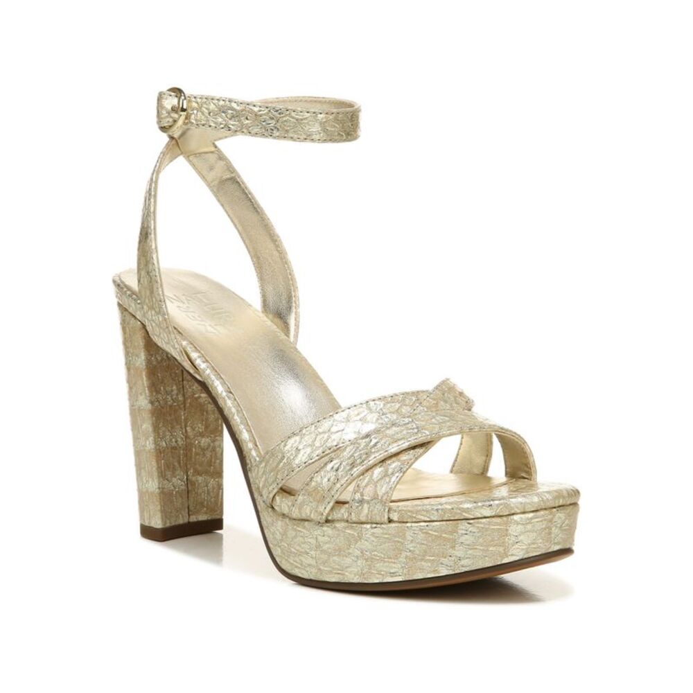 NATURALIZER Womens Gold Snake Skin 1" Platform Mallory Heeled Sandal 6 M